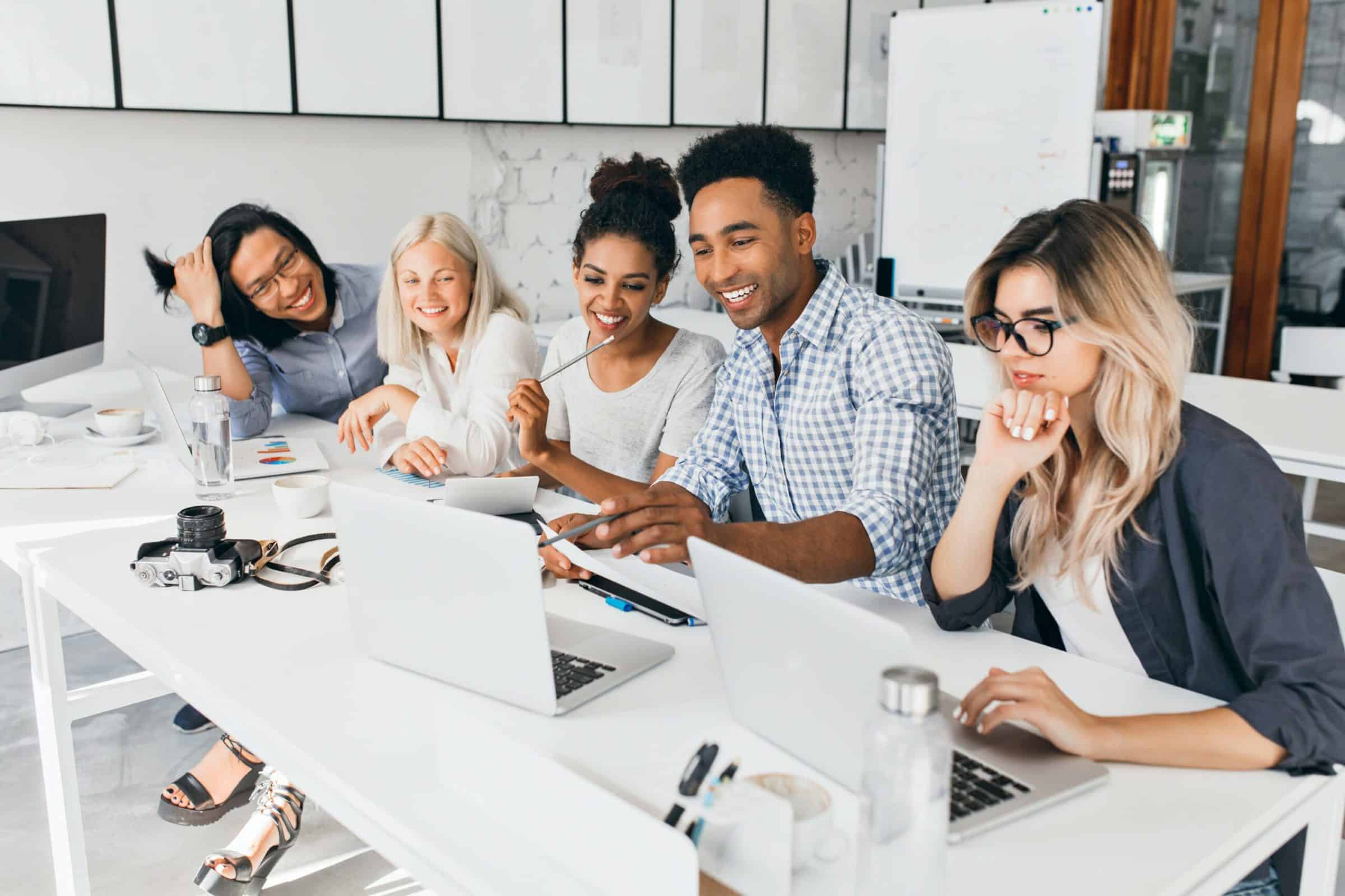 Group of students on laptops