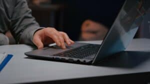 Close up on laptop