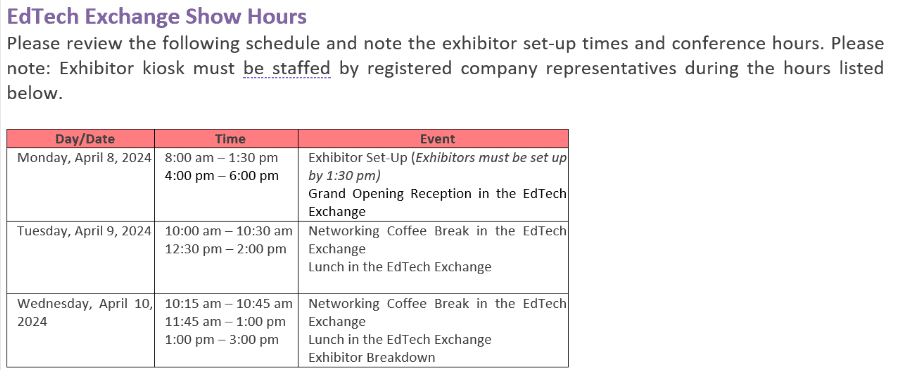 show hours cosn2024