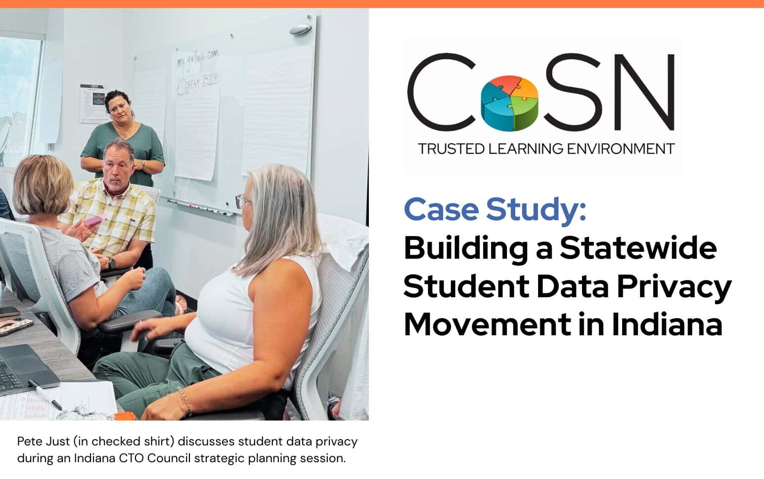indiana tle case study infographic callled "Building a Statewide Student Data Privacy Movement in Indiana"