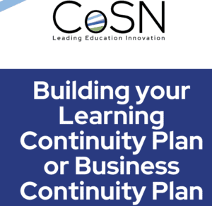 Cosn education innovation logo with learning continuity plan message.